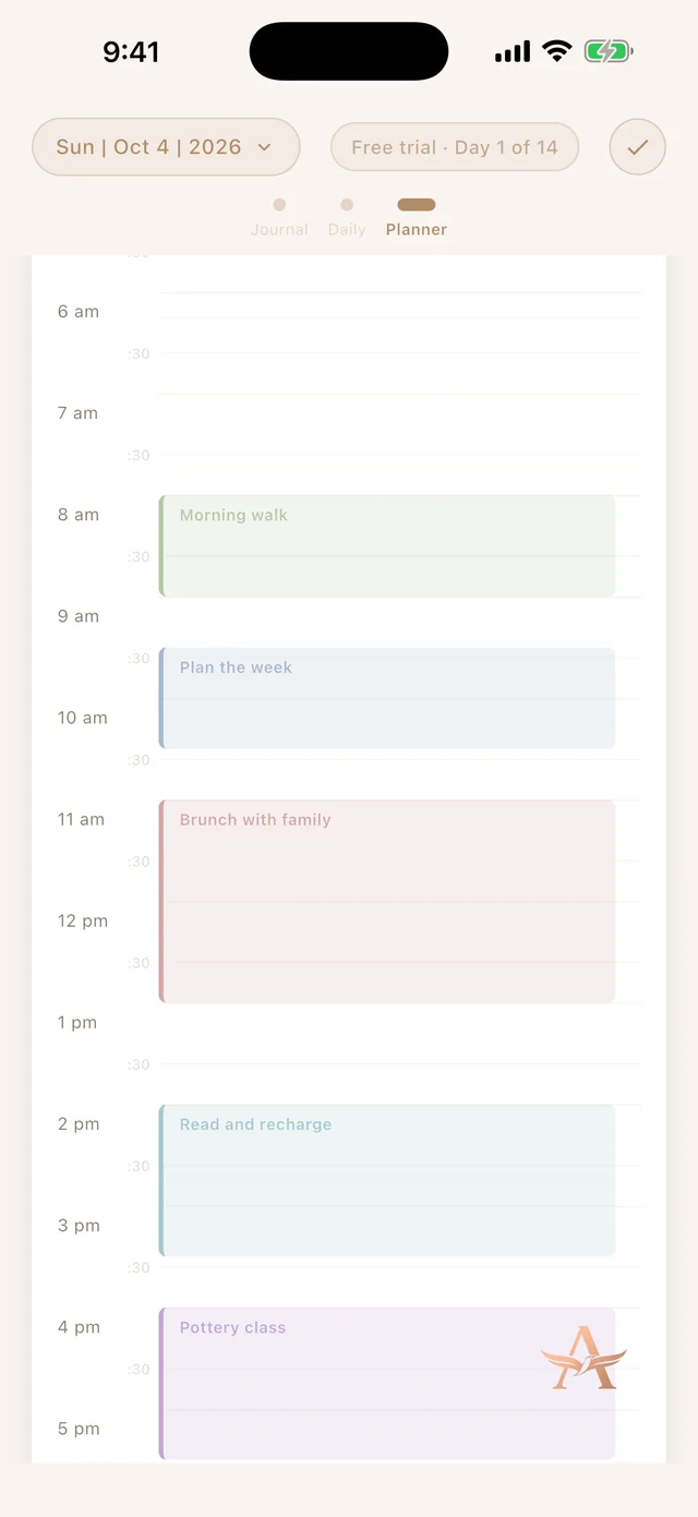 The Planner screen